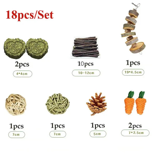 Natural Rabbit Chew Toy Set – Tooth Grinding & Dental Care Snacks