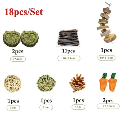 Natural Rabbit Chew Toy Set – Tooth Grinding & Dental Care Snacks