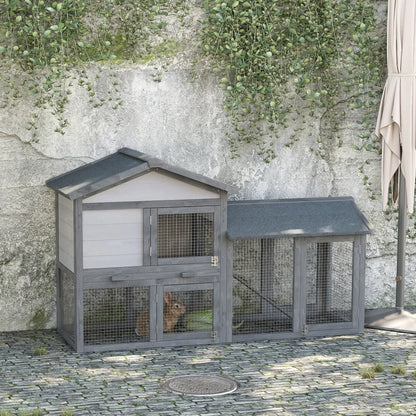 Wooden Rabbit Hutch with Outdoor Run