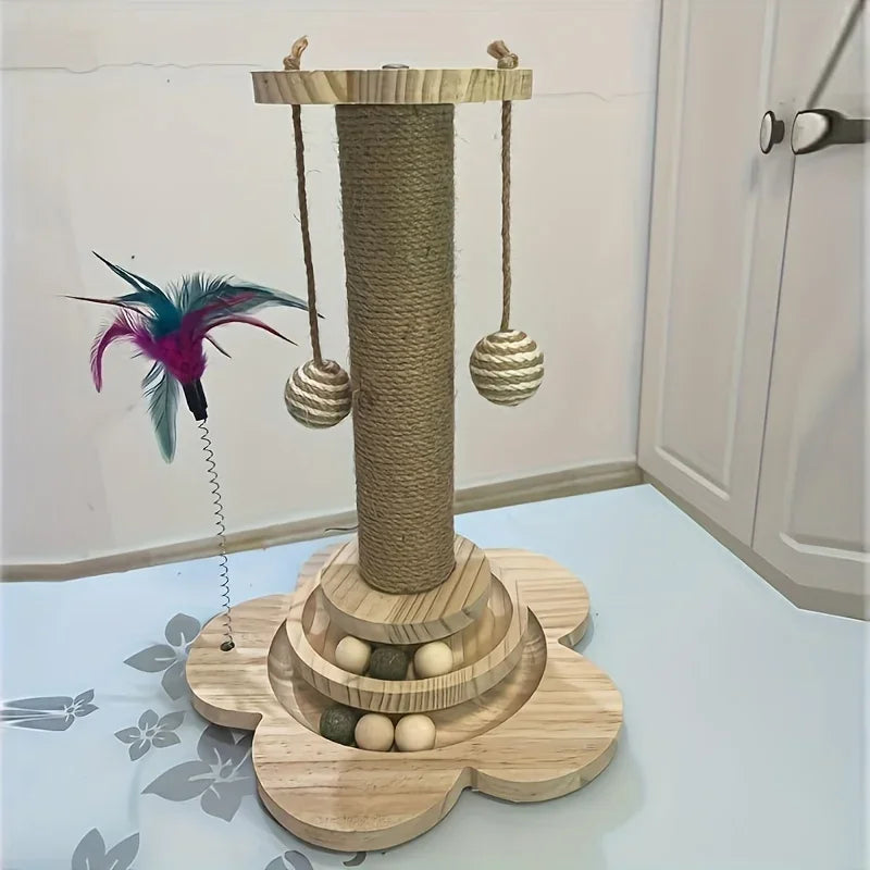 Wooden Cat Scratching Turntable