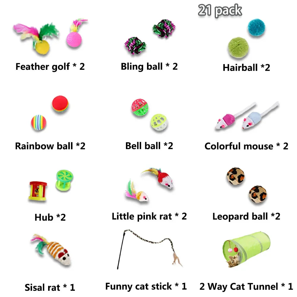 Cat Toy Variety Pack – Interactive Balls, Teasers & Sisal Mouse Set