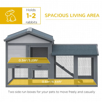 Wooden Rabbit Hutch with Outdoor Run