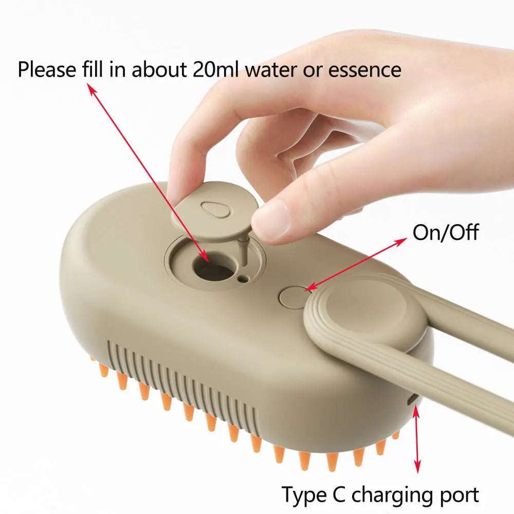 3-In-1 Steamy Pet Grooming Brush