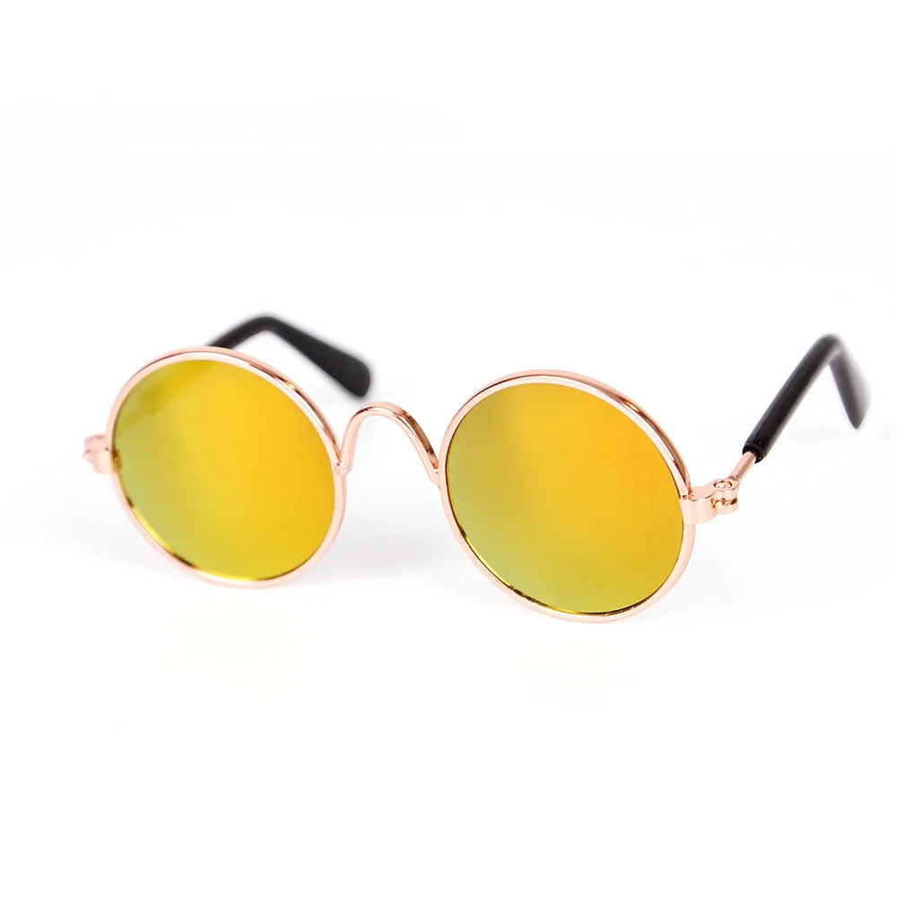 Vintage Round Pet Sunglasses – Fun Photo Prop for Cats & Small Dogs