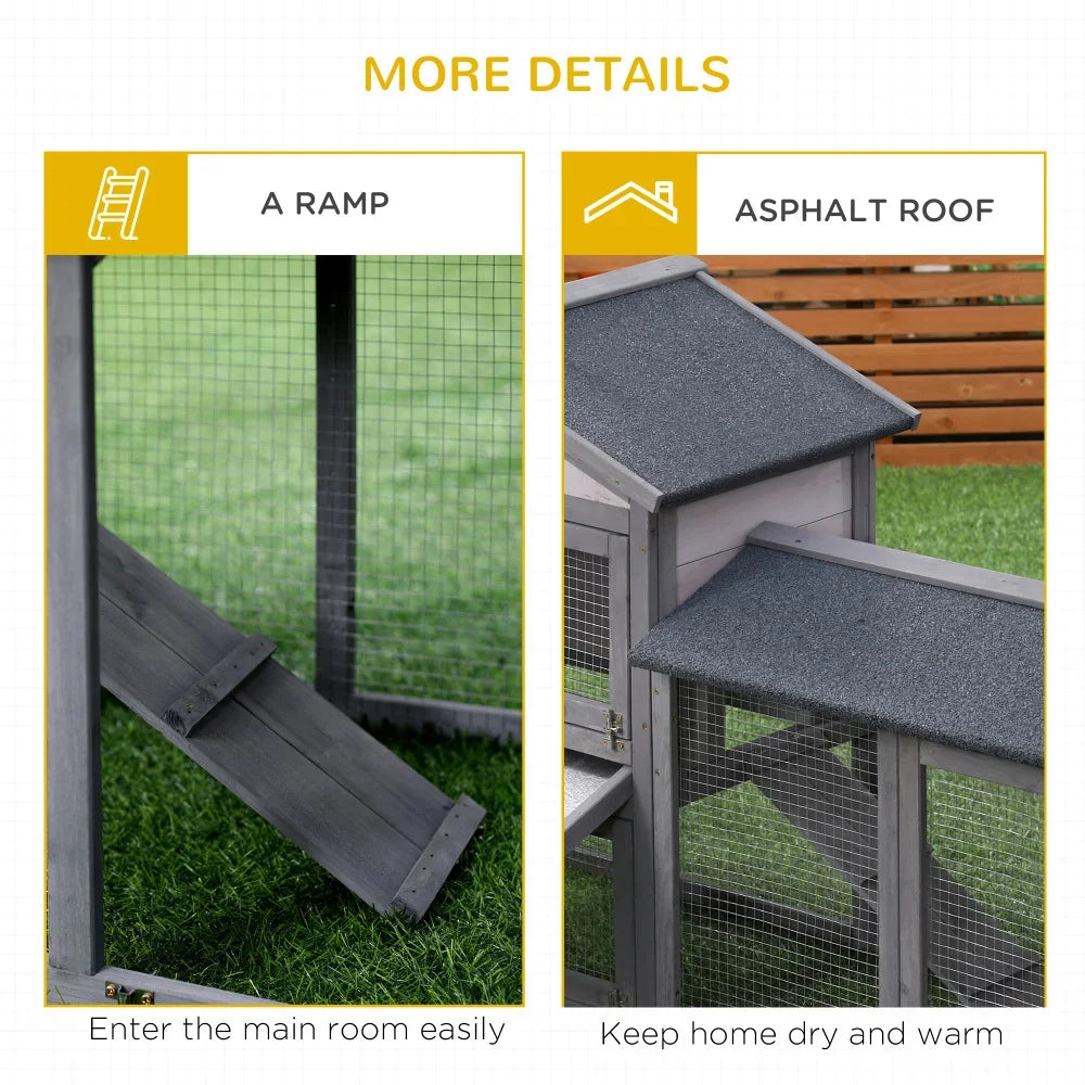 Wooden Rabbit Hutch with Outdoor Run