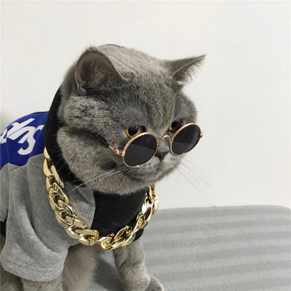 Vintage Round Pet Sunglasses – Fun Photo Prop for Cats & Small Dogs