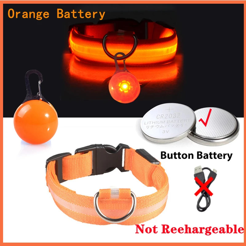 USB Rechargeable LED Dog Collar with Detachable Pendant – Luminous Safety Collar for Dogs & Cats
