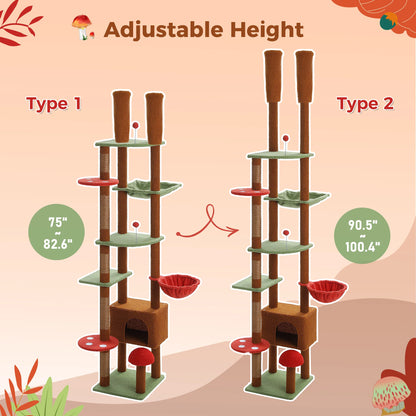 Floor-to-Ceiling Cat Tree Tower with Condo & Hammock