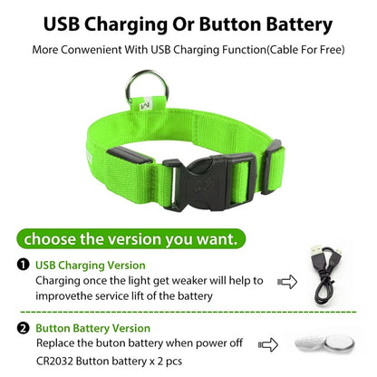 USB Rechargeable LED Dog Collar with Detachable Pendant – Luminous Safety Collar for Dogs & Cats