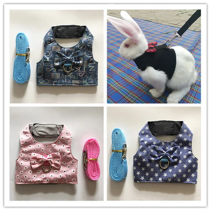 Cute Rabbit Walking Harness Set – Soft Vest with Leash for Outdoor Use