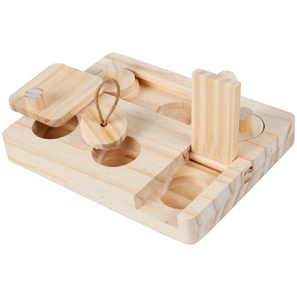 Wooden Rabbit Foraging Puzzle – Interactive Treat Dispenser Toy
