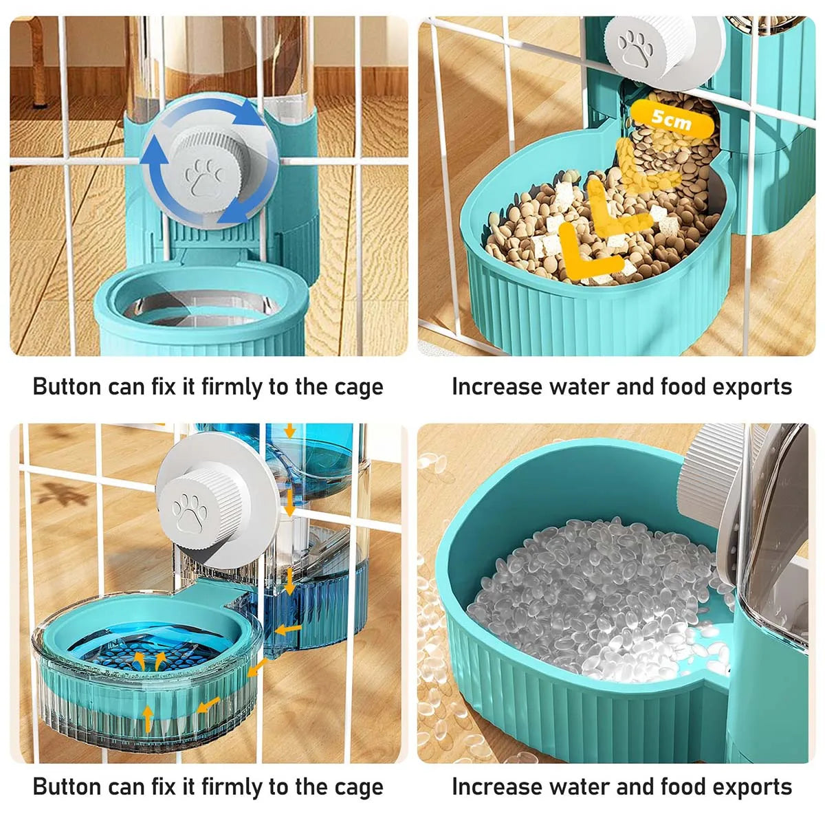 Gravity Rabbit Feeder & Water Dispenser Set – Hanging Automatic Feeding System