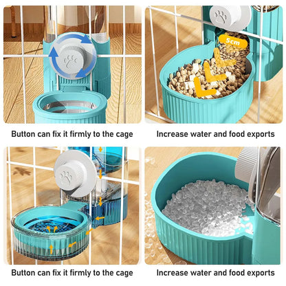 Gravity Rabbit Feeder & Water Dispenser Set – Hanging Automatic Feeding System