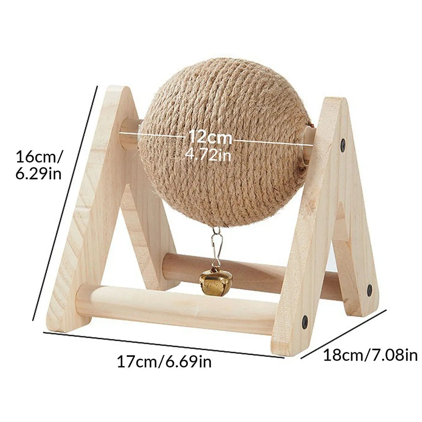 Rabbit Sisal Scratching Ball Toy with Bell