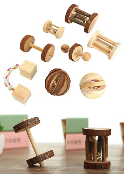 Wooden Rabbit Chew Toys – Natural Dental Roller Set