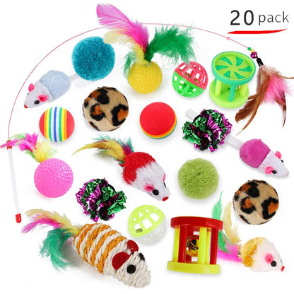 Cat Toy Variety Pack – Interactive Balls, Teasers & Sisal Mouse Set