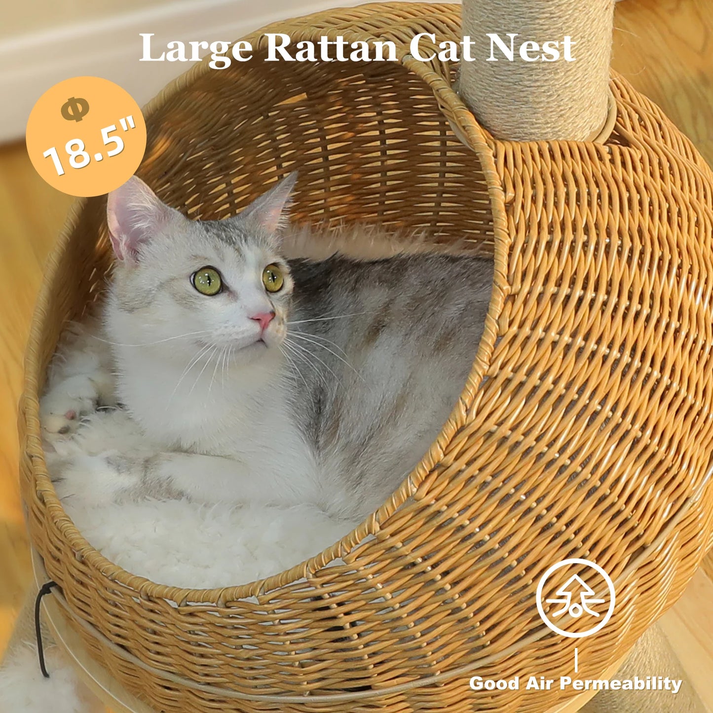 Dinosaur Cat Tree Tower with Rattan Condo & Sisal Scratching Posts