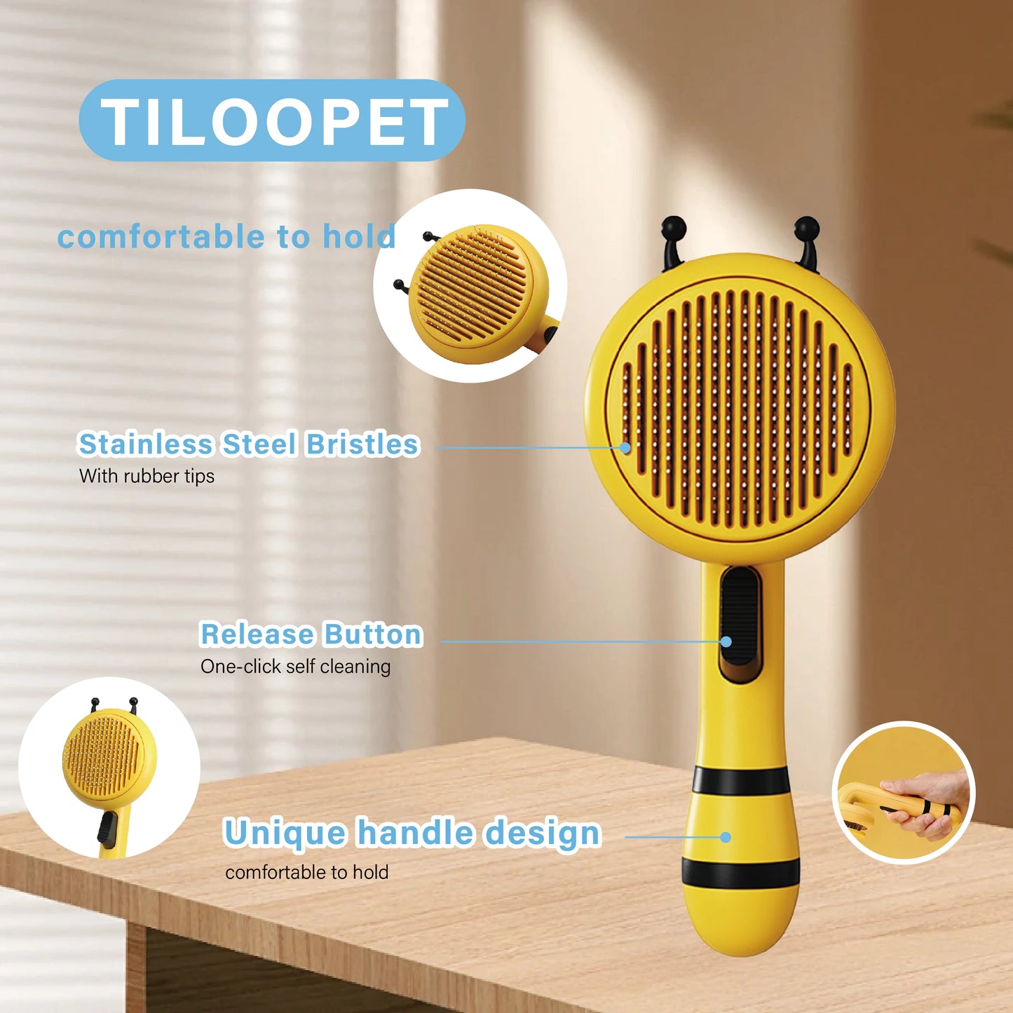 Self-Cleaning Pet Grooming Brush – Deshedding Comb for Dogs & Cats