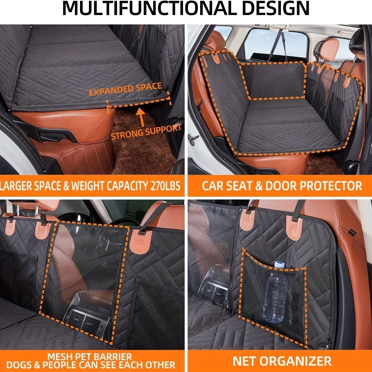 Waterproof Dog Car Seat Cover Hammock – Scratch Proof & Non-Slip Pet Travel Protector