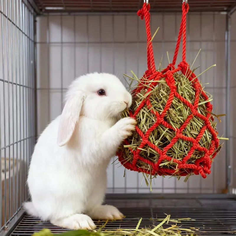 Hanging Rabbit Hay Feeder Bag – Durable Cage Hay Holder