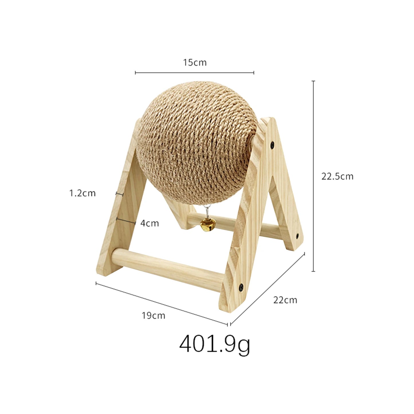 Rabbit Sisal Scratching Ball Toy with Bell