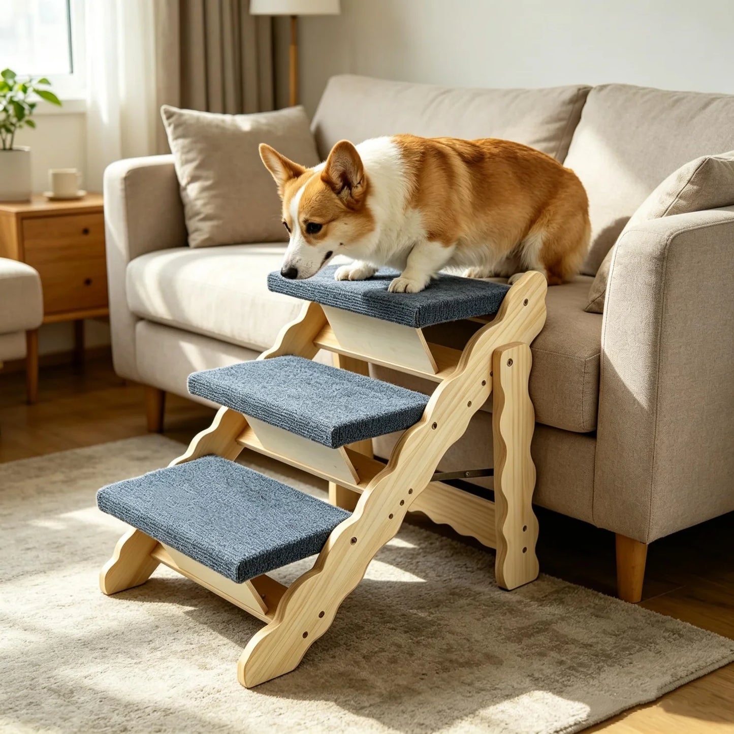 2-in-1 Wooden Dog Stairs & Ramp