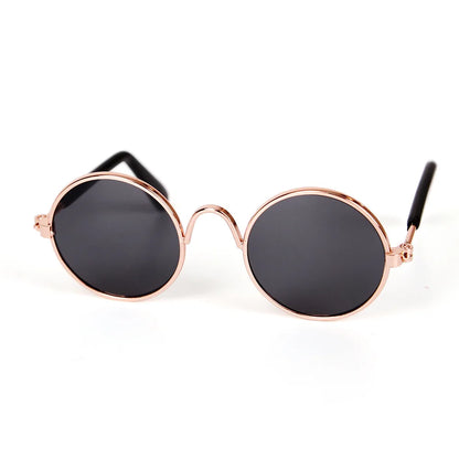 Vintage Round Pet Sunglasses – Fun Photo Prop for Cats & Small Dogs