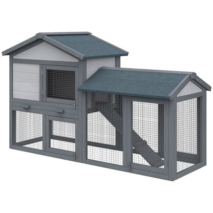 Wooden Rabbit Hutch with Outdoor Run