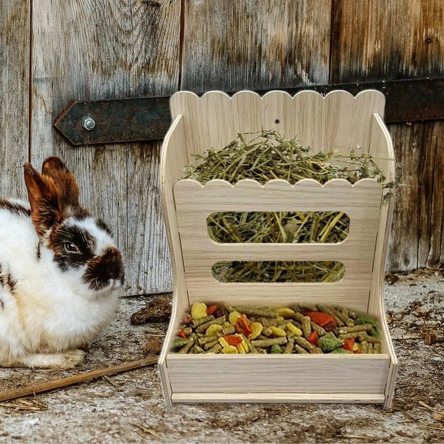 Wooden Rabbit Hay Feeder Rack