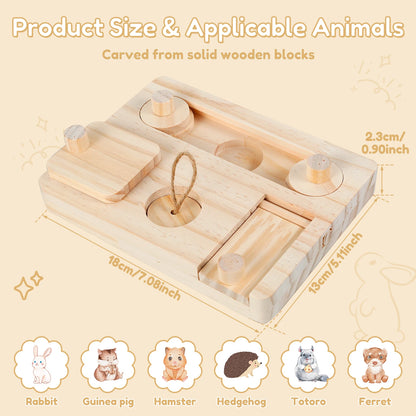 Wooden Rabbit Foraging Puzzle – Interactive Treat Dispenser Toy