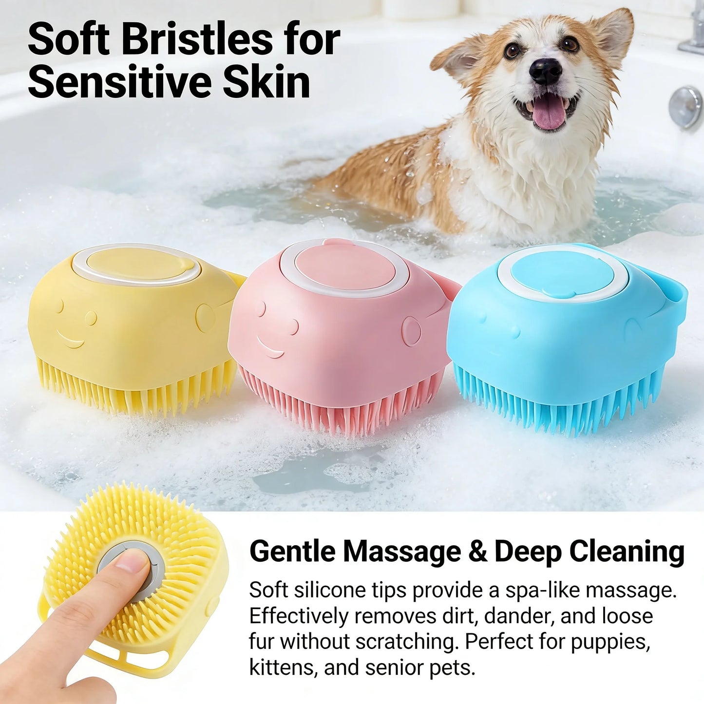 2-in-1 Pet Bath & Massage Brush