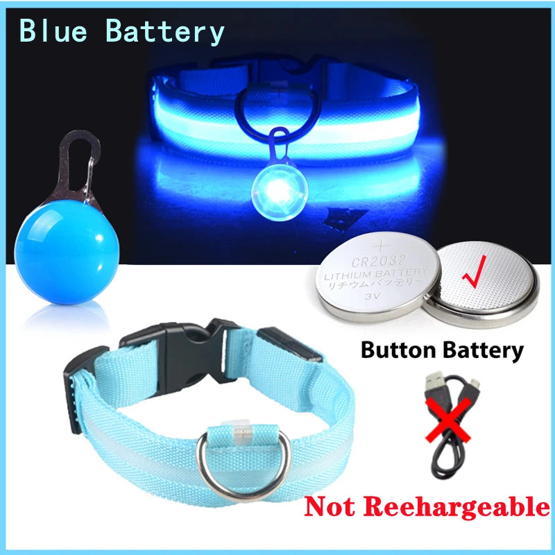 USB Rechargeable LED Dog Collar with Detachable Pendant – Luminous Safety Collar for Dogs & Cats