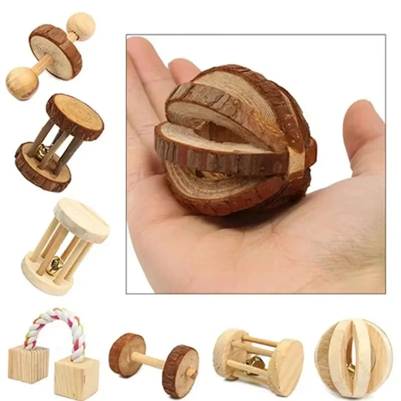 Wooden Rabbit Chew Toys – Natural Dental Roller Set