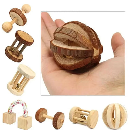 Wooden Rabbit Chew Toys – Natural Dental Roller Set