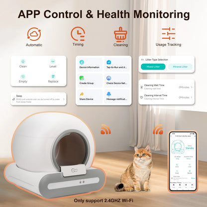 Smart Self-Cleaning Cat Litter Box with App Control