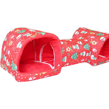 Fleece Pet Tunnel Hideaway – Cozy Burrow Bed for Cats & Rabbits