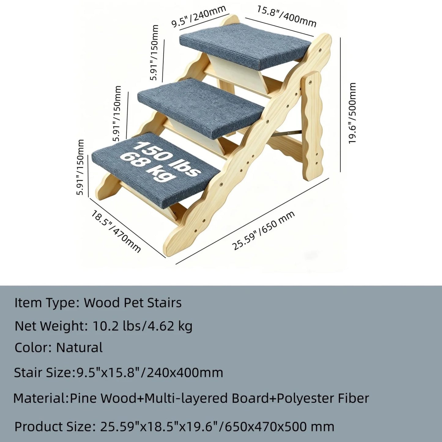 2-in-1 Wooden Dog Stairs & Ramp