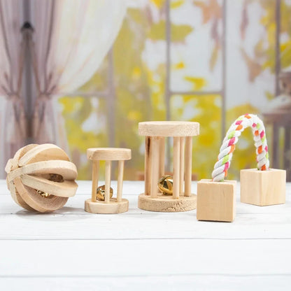 Wooden Rabbit Chew Toys – Natural Dental Roller Set