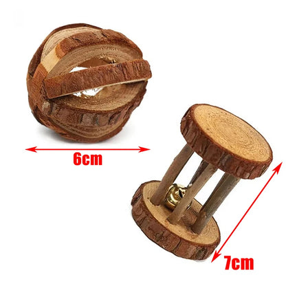 Wooden Rabbit Chew Toys – Natural Dental Roller Set