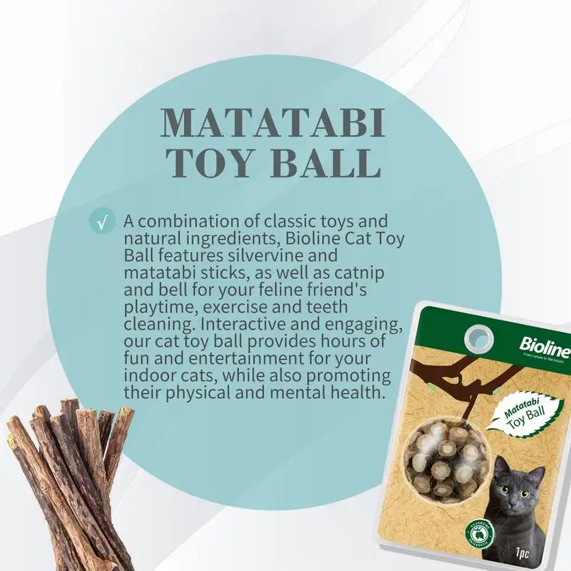 Bioline Matatabi Cat Toy Ball – Catnip Chew & Dental Care Toy