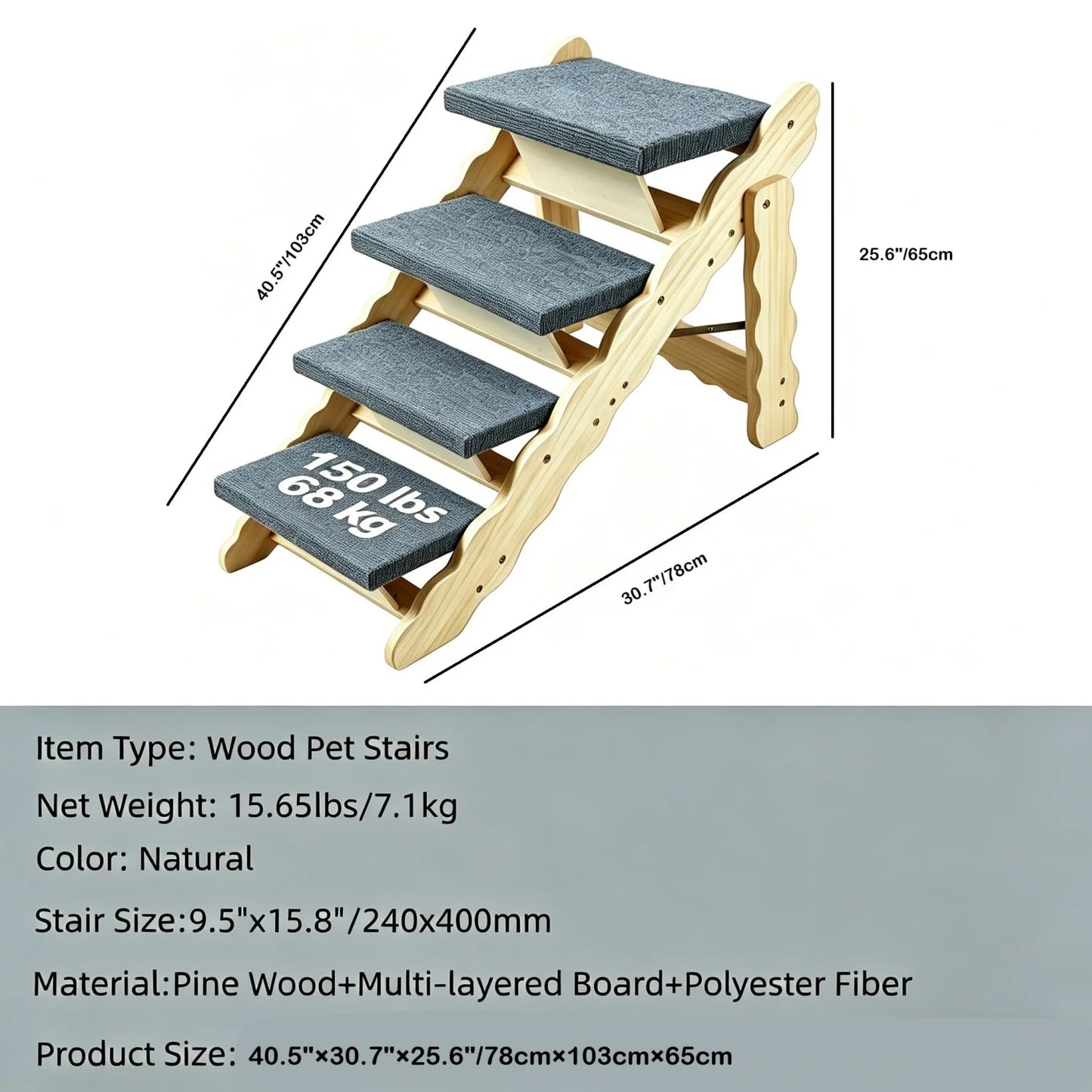 2-in-1 Wooden Dog Stairs & Ramp