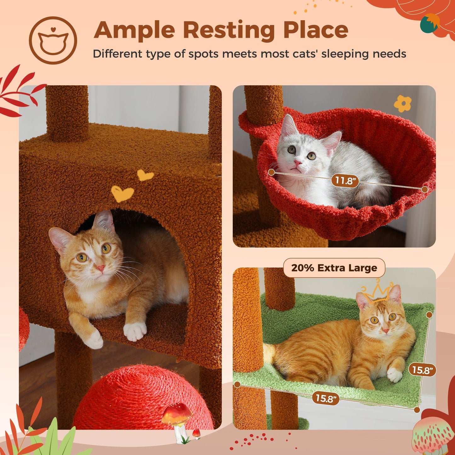 Floor-to-Ceiling Cat Tree Tower with Condo & Hammock