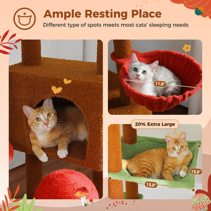 Floor-to-Ceiling Cat Tree Tower with Condo & Hammock