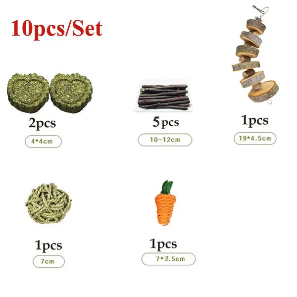 Natural Rabbit Chew Toy Set – Tooth Grinding & Dental Care Snacks