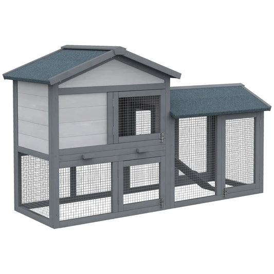 Wooden Rabbit Hutch with Outdoor Run