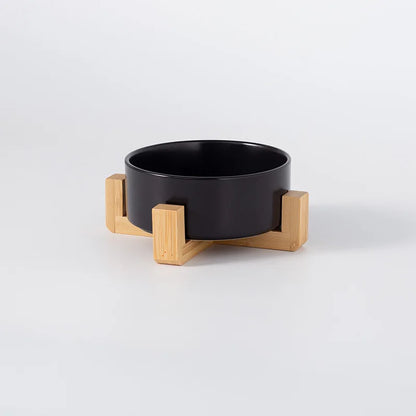 Ceramic Pet Bowl with Wooden Stand – Single & Double Feeding Set