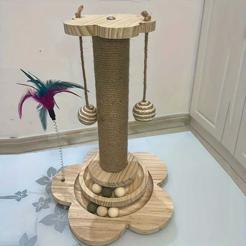 Wooden Cat Scratching Turntable