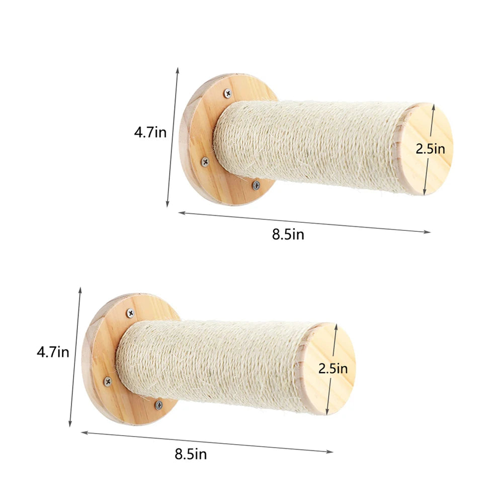 Wall Mounted Cat Climbing Shelf – 4-Step Stairway with Sisal Scratching Post